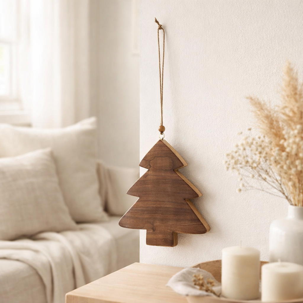 Arbre à suspendre de Noël J-Line - bois - marron - grand en situation