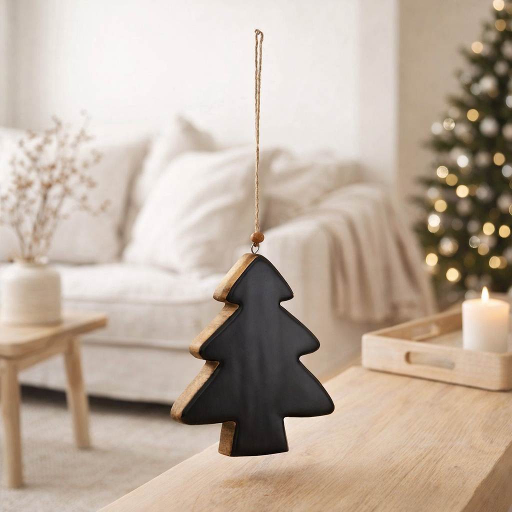Cintre de Noël J-Line Sapin - bois - noir - grand en situation
