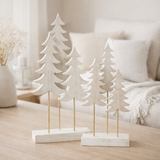Sapin de Noël J-Line sur socle - bois - blanc/or - grand en situation