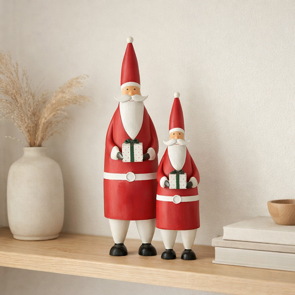 J-Line Figurine de Noël Père Noël - fer - blanc/rouge - grand en situation