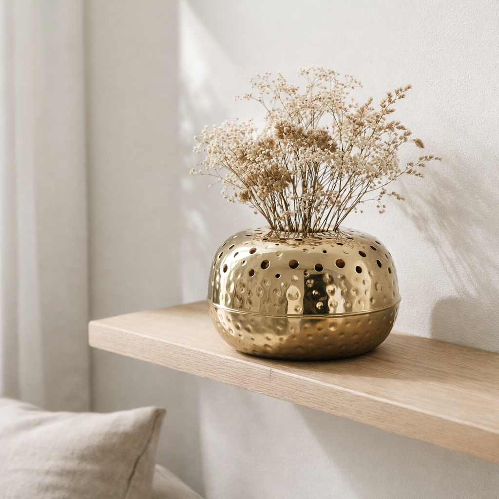Vase J-Line Boule Avec Trous - métal - or - grand en situation