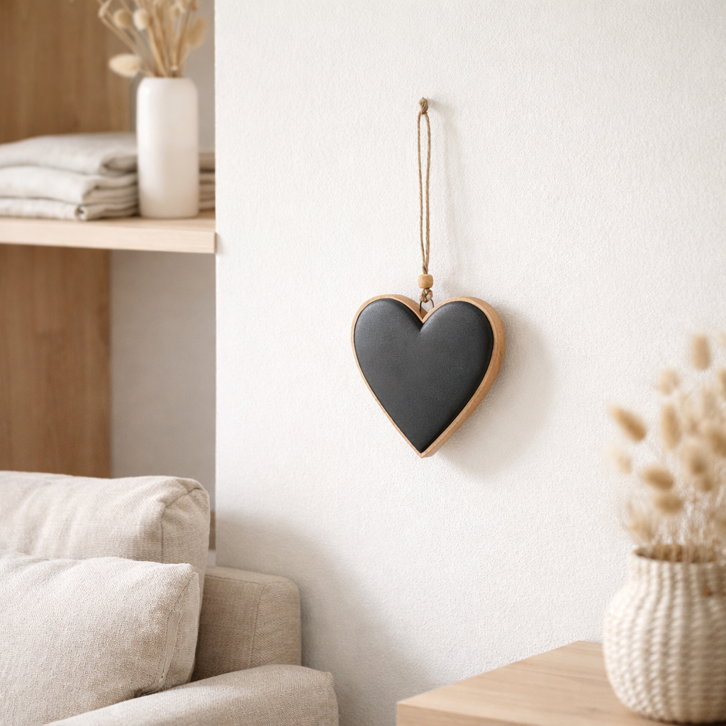 Pendentif J-Line Coeur - bois - noir - petit en situation