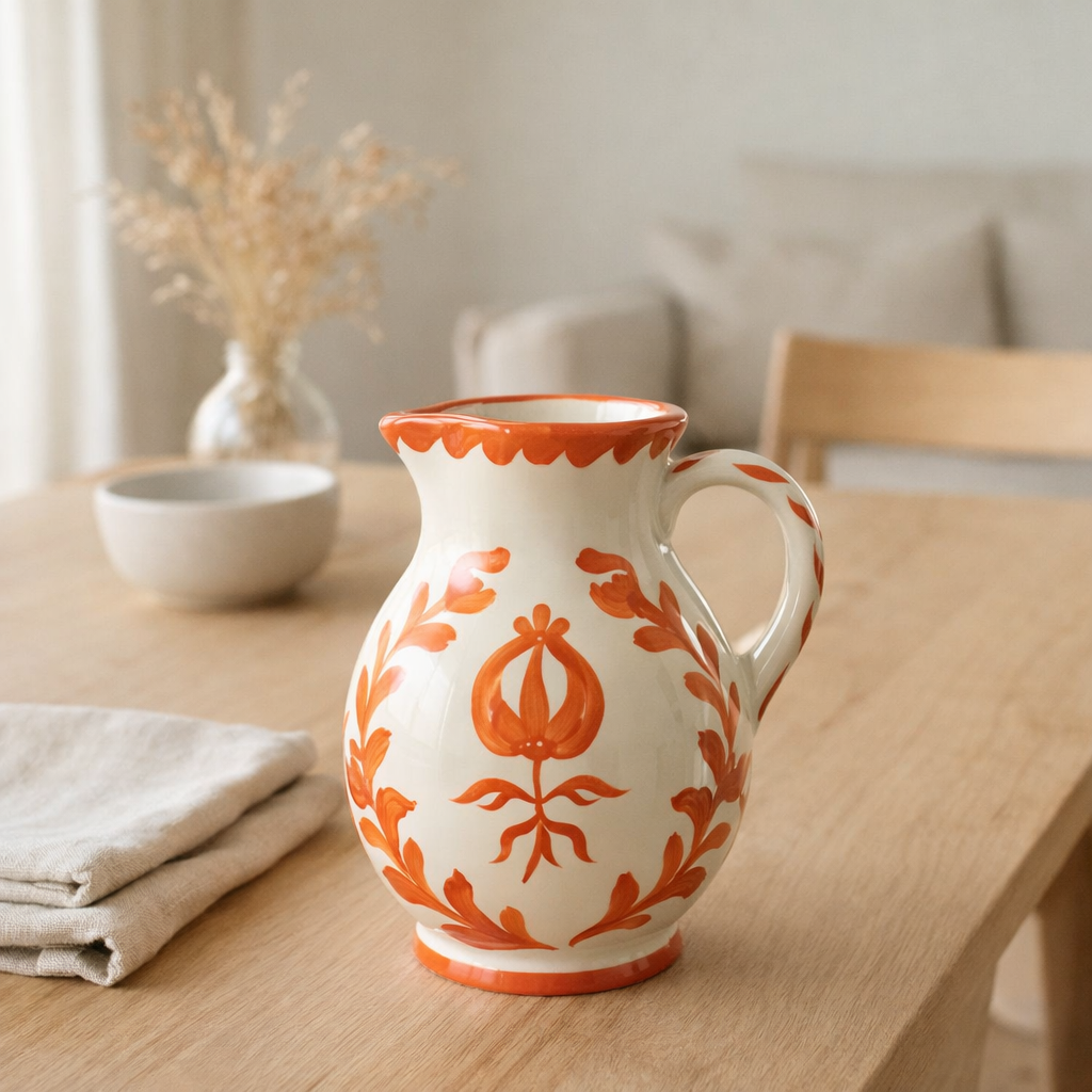J -line Karaf Grenade - Céramique - Blanc / Orange - Medium en situation