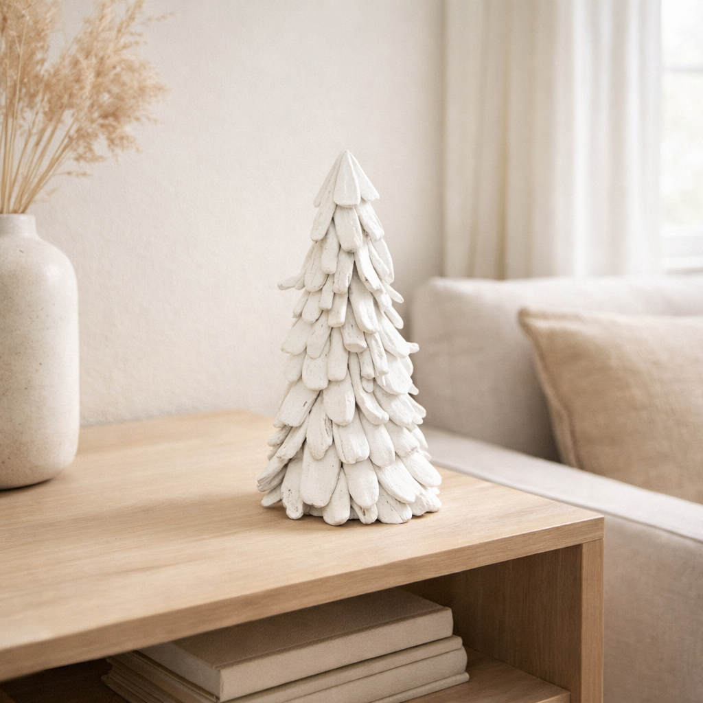 J-Line décoration Arbre Neige - bois - blanc - moyen en situation