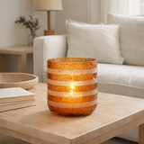 Lanterne J-Line Stripes - verre - orange/blanc - grand en situation