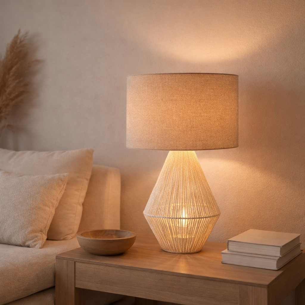 String de lampe J-Line - Jute - Wit en situation