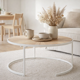 Table d'appoint J-Line Relax - métal/bois - blanc/naturel - lot de 2 en situation