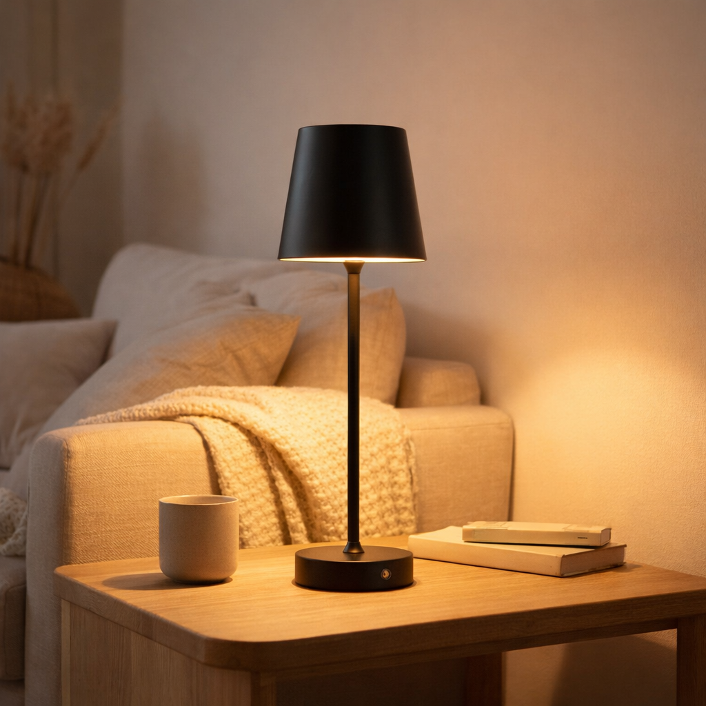 Lampe de table J-Line Goa - métal - noir en situation