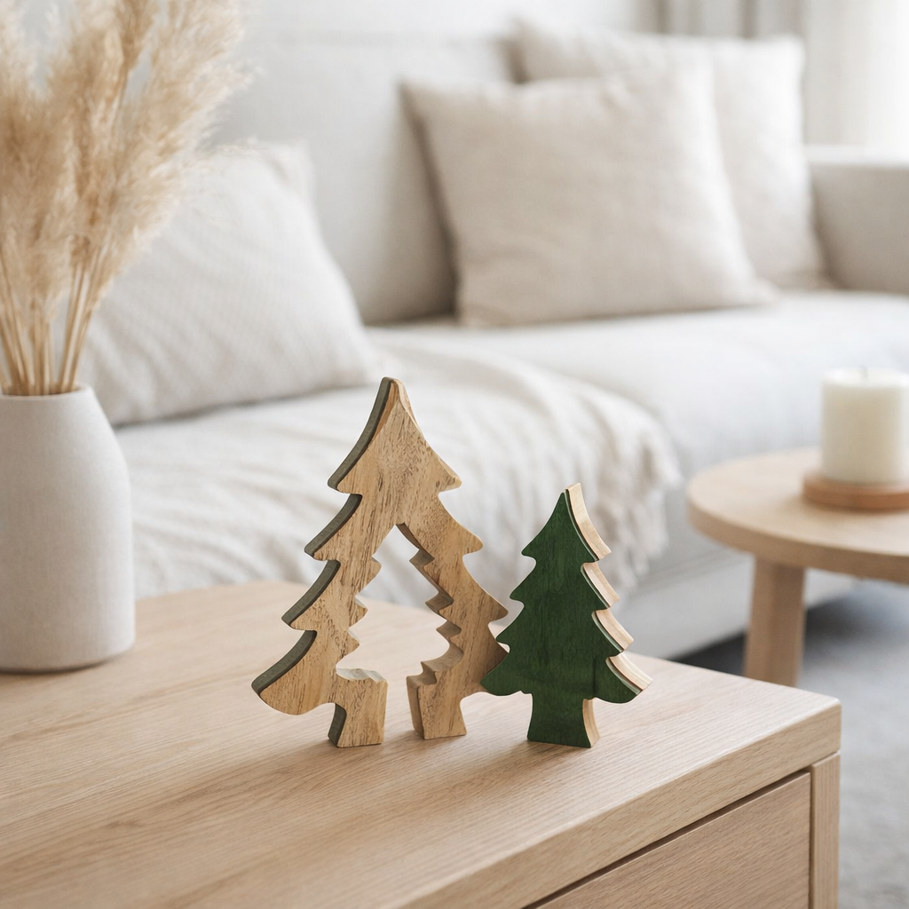 J-Line Arbre Puzzle Bois Vert/Naturel Petit en situation