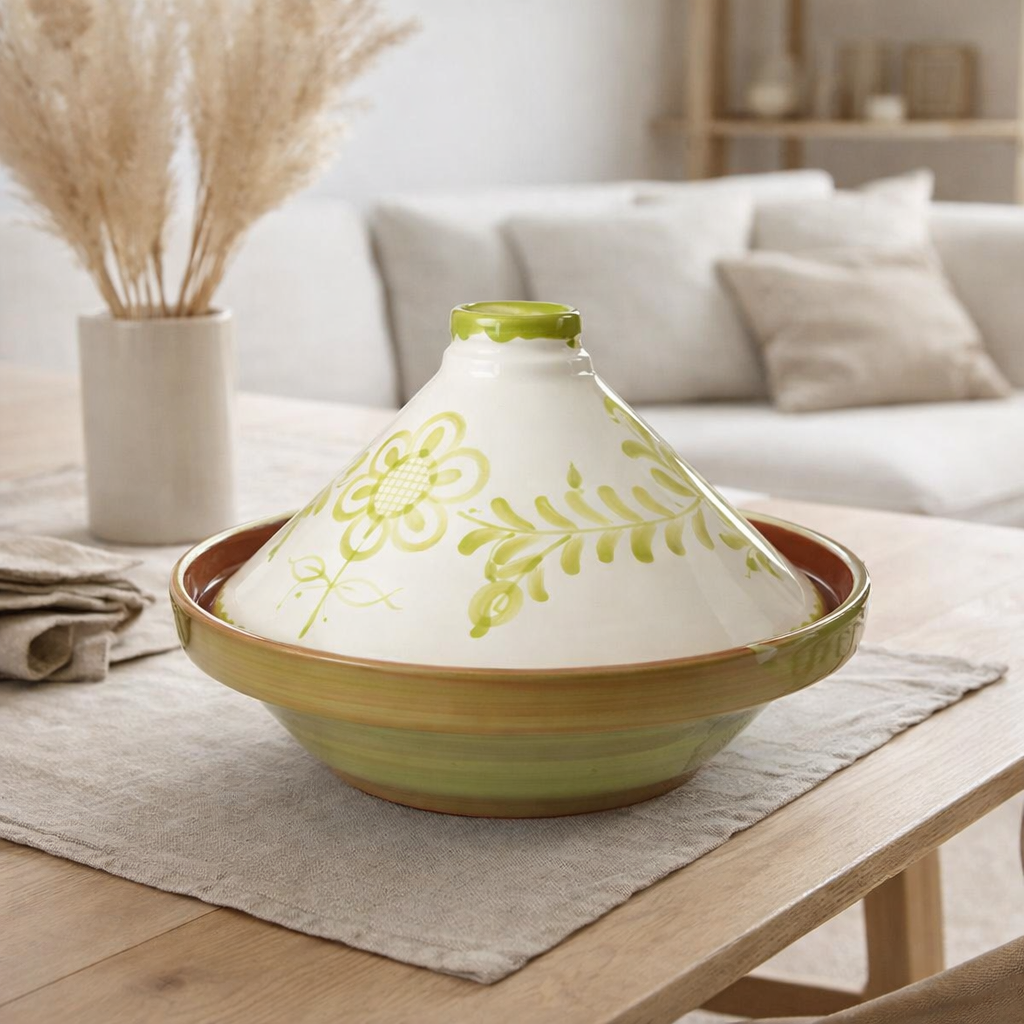 J -line Tajine Grenade - Céramique - Blanc / Green en situation