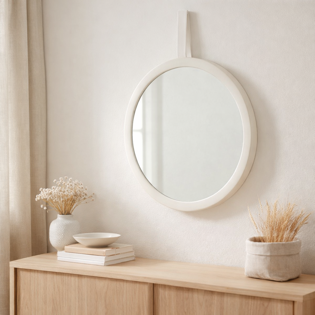J -line Spiegel Moderna - Hout / Glass - Wit - Small - Ø 60 cm en situation