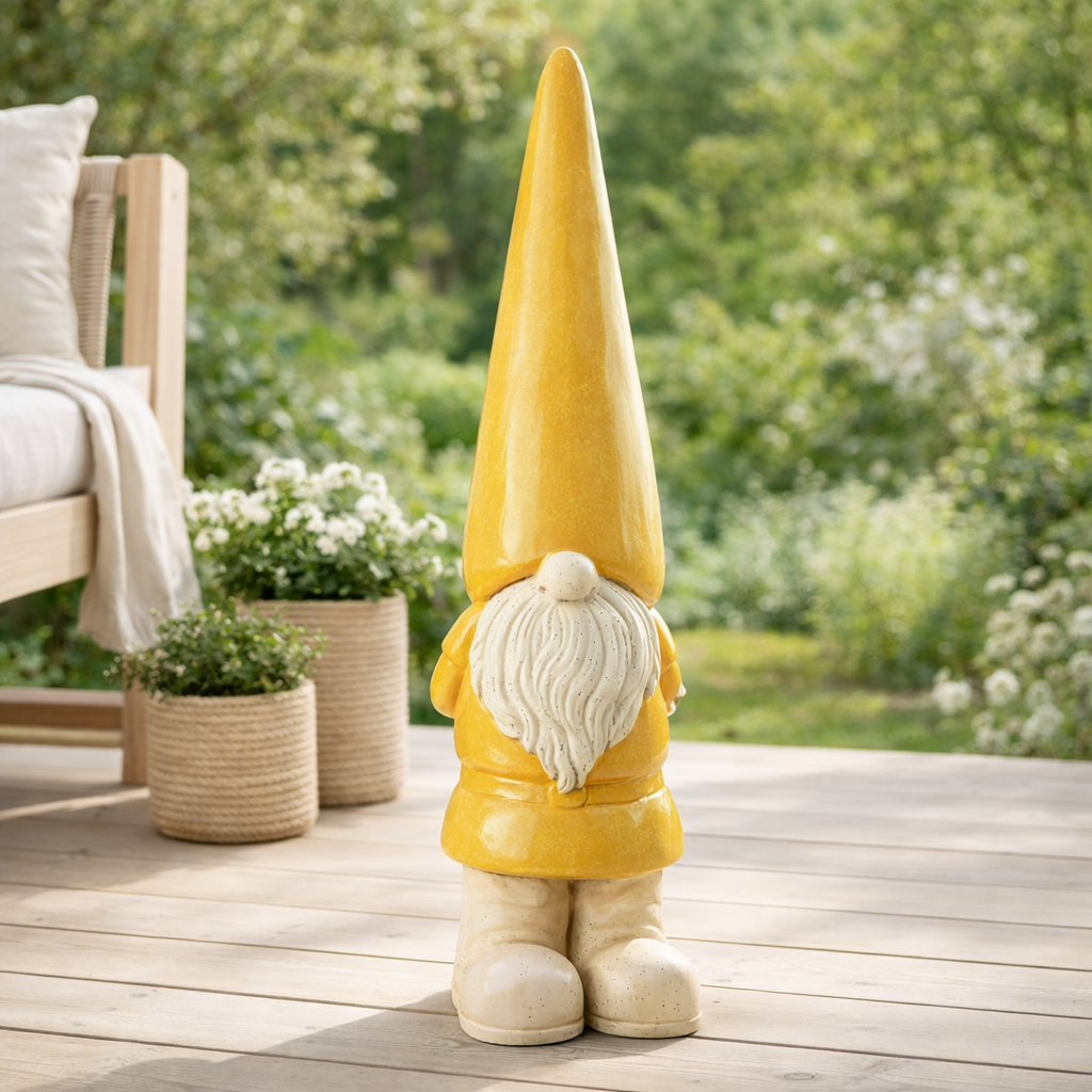 J-Line Gnome Outdoor Mgo Jaune Grand en situation