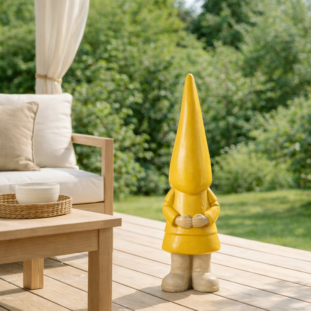 Figurine J-Line Gnome Outdoor - plastique - jaune - petit en situation