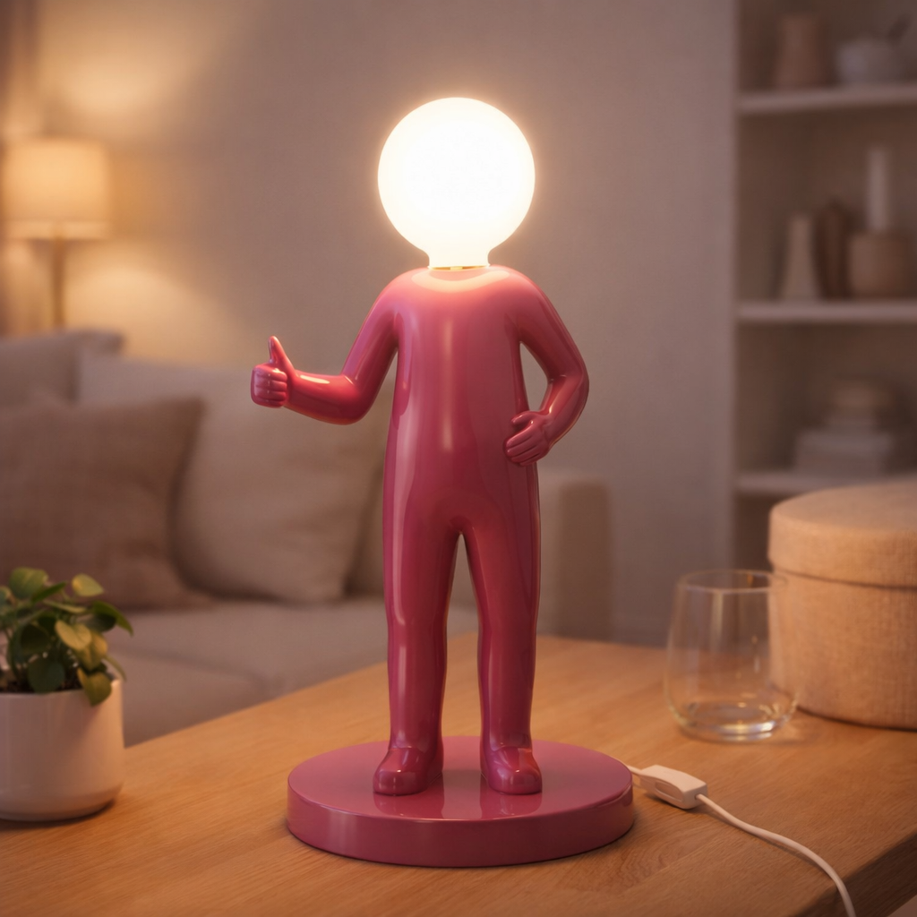 J-Resin de pouce de lampe de table J - Plastic - rose en situation
