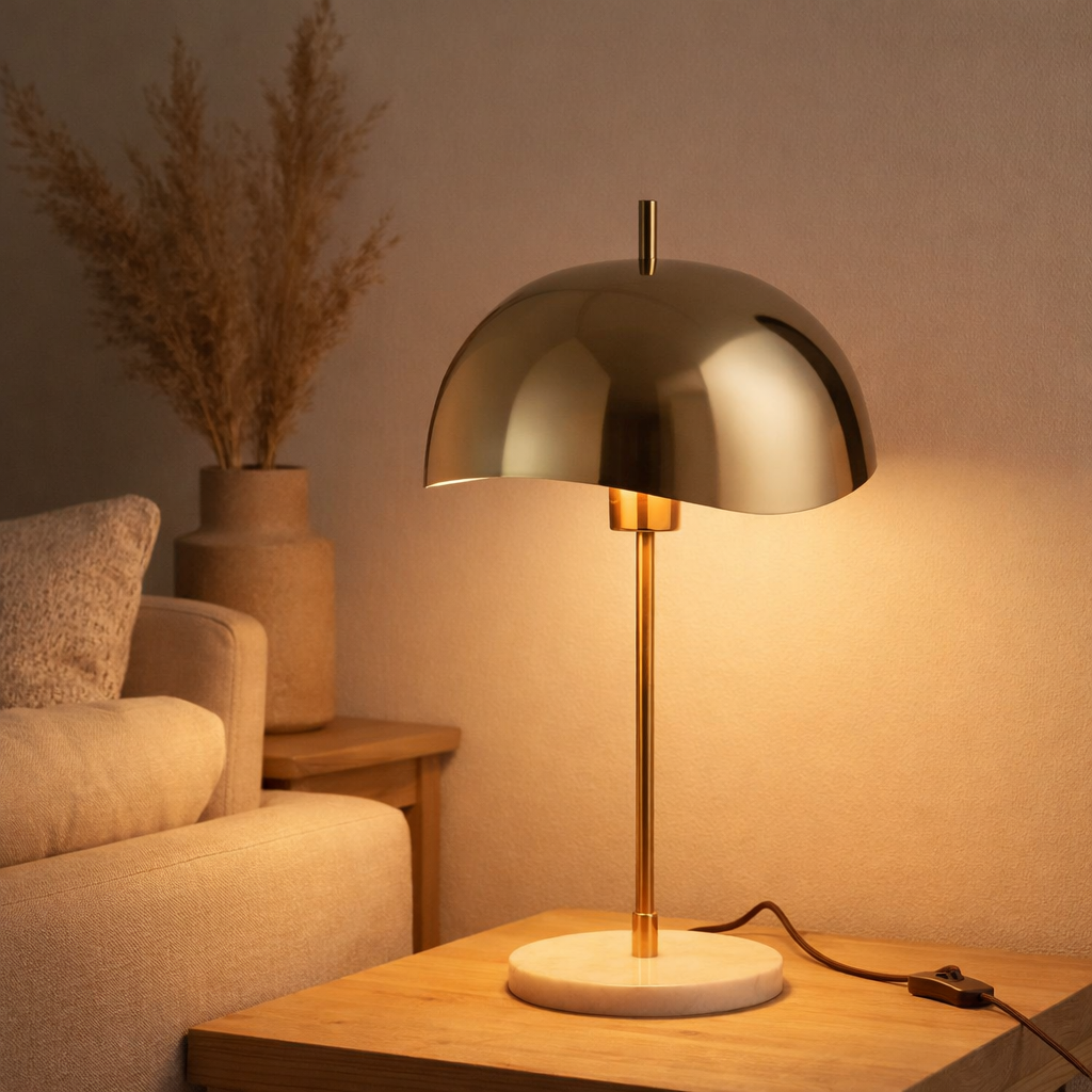 Lampe de table J -line - Métal / marbre - or en situation