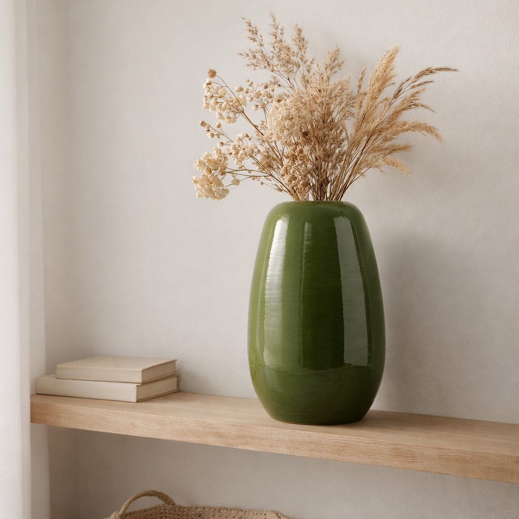 J -line Vase Lola - Porcelaine - Green - Grand - 55 cm de haut en situation