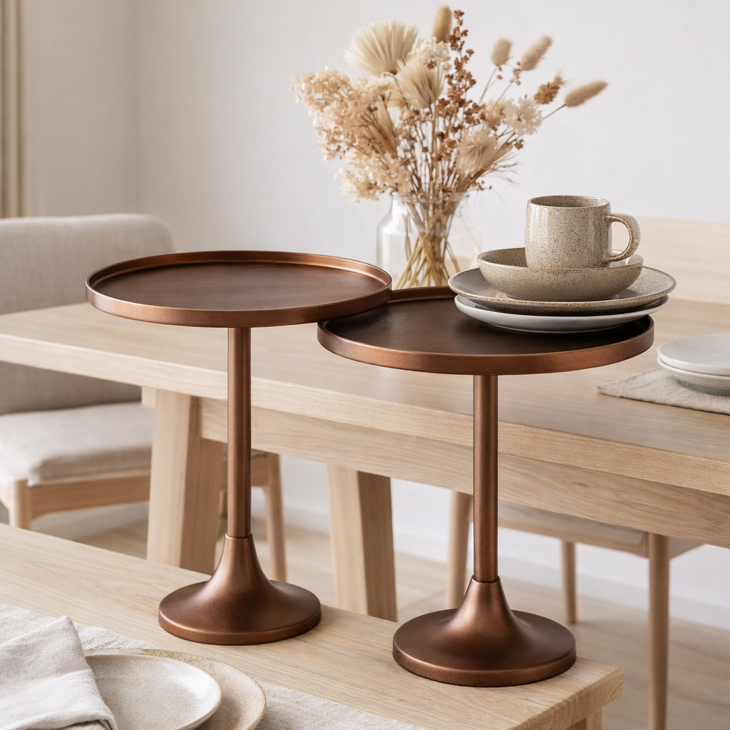 J-Line Set Van 2 Tables Aluminium Brons en situation
