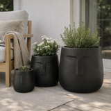 J -line Flowerpot Misty - Ceramics - Black - 3 pièces - Ø 37 cm en situation