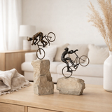 J-Line Set 2 Cyclistes sur Roche Résine Beige/Noir en situation