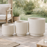 J -line Bloempot Misty - Céramique - Blanc - 3 pièces - Ø 37 cm en situation