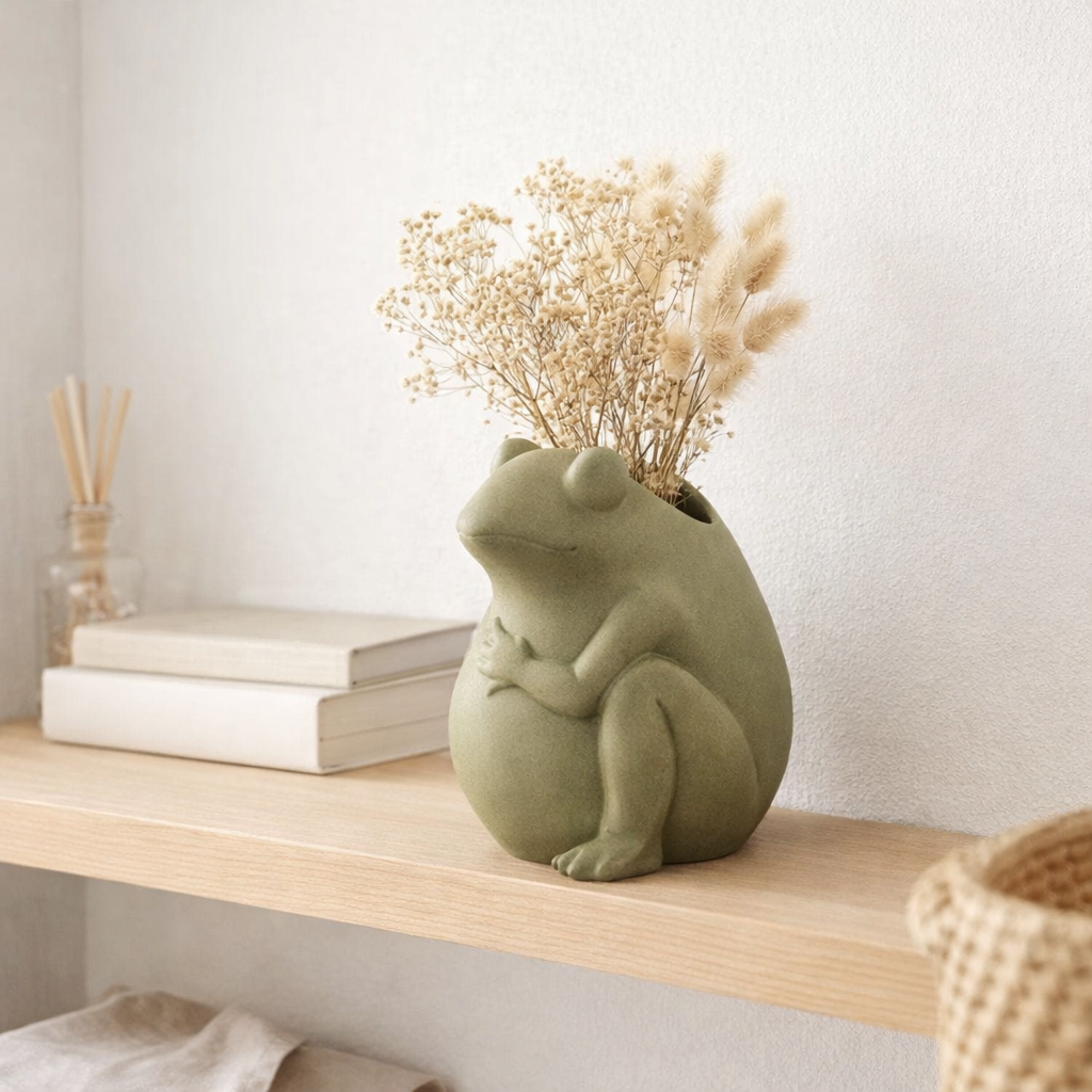 J -line Flowerpot Frog - Céramique - Green - Small - Ø 21 cm en situation