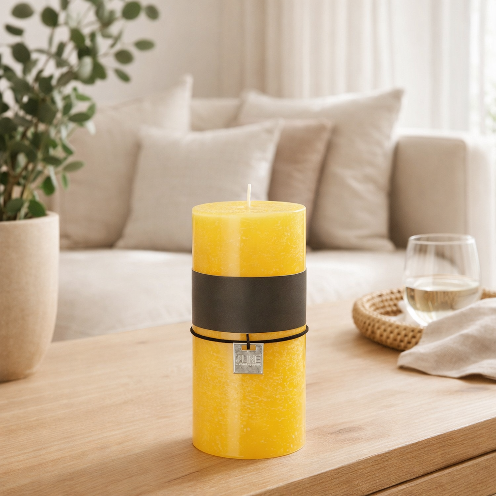 J-Line Bougie Cylindre Jaune Grand 18U en situation