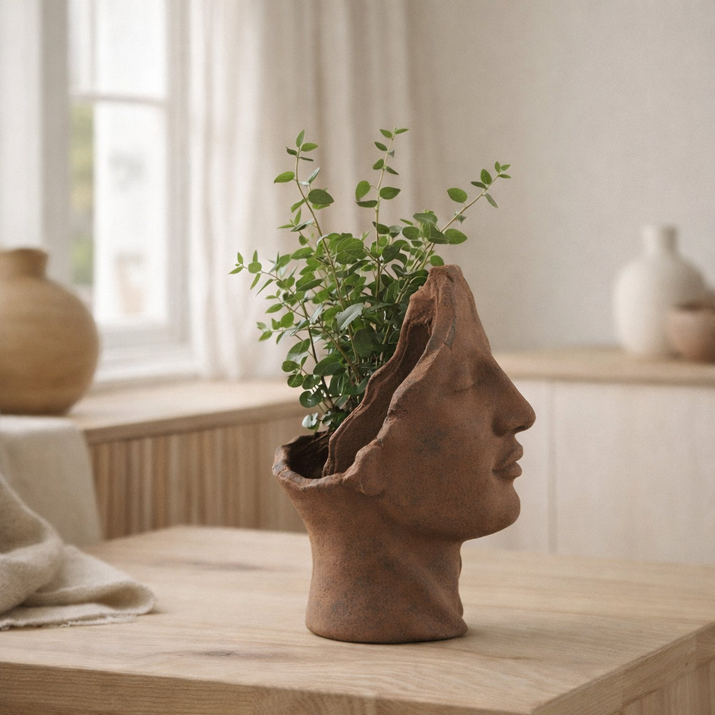 J -line Flowerpot David - Ceramics - Rust - Small - Ø 22 cm en situation