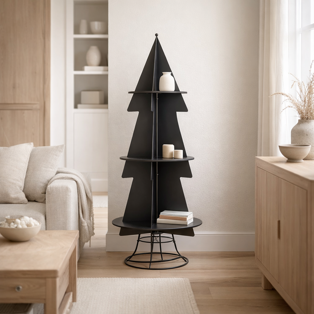 J-Line rack Sapin de Noël - métal - noir - M en situation