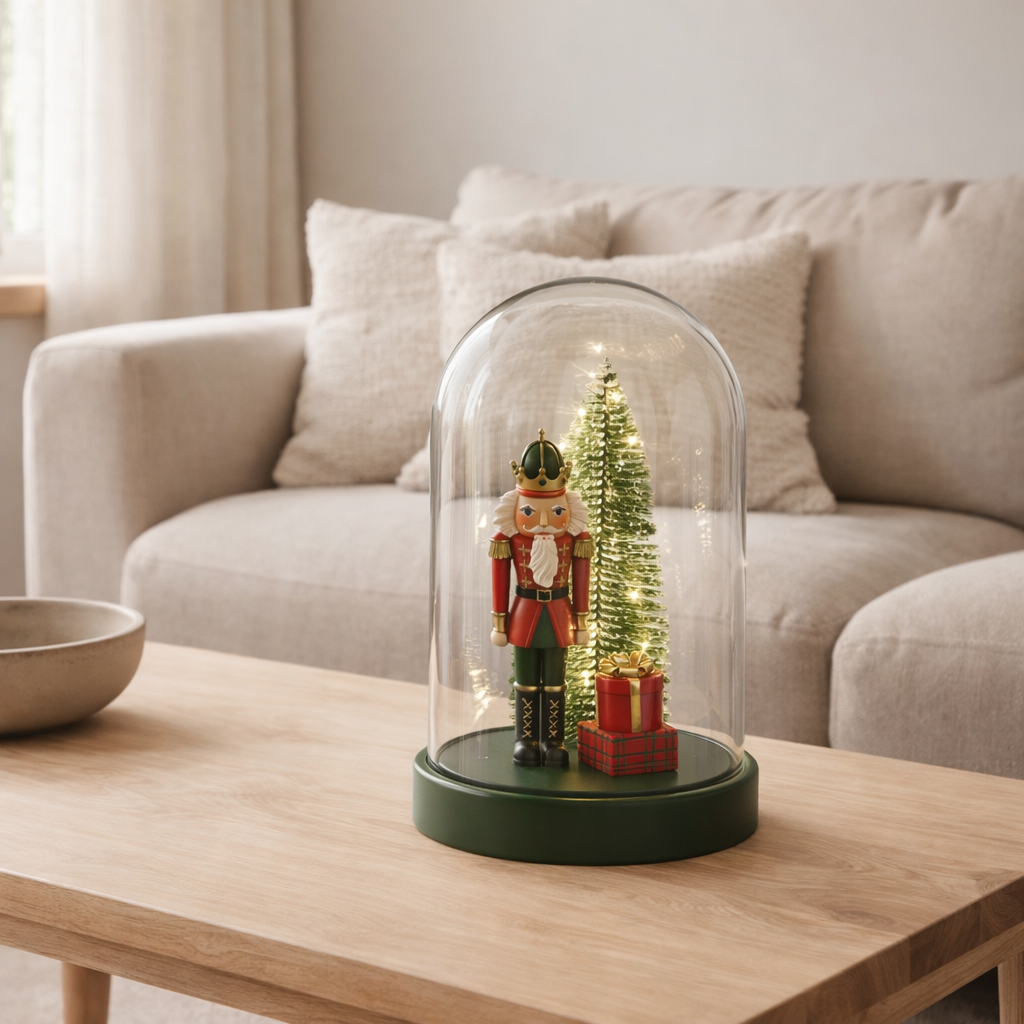 J-Line décoration Cloche Casse-Noisette - plastique - rouge/vert - LED en situation