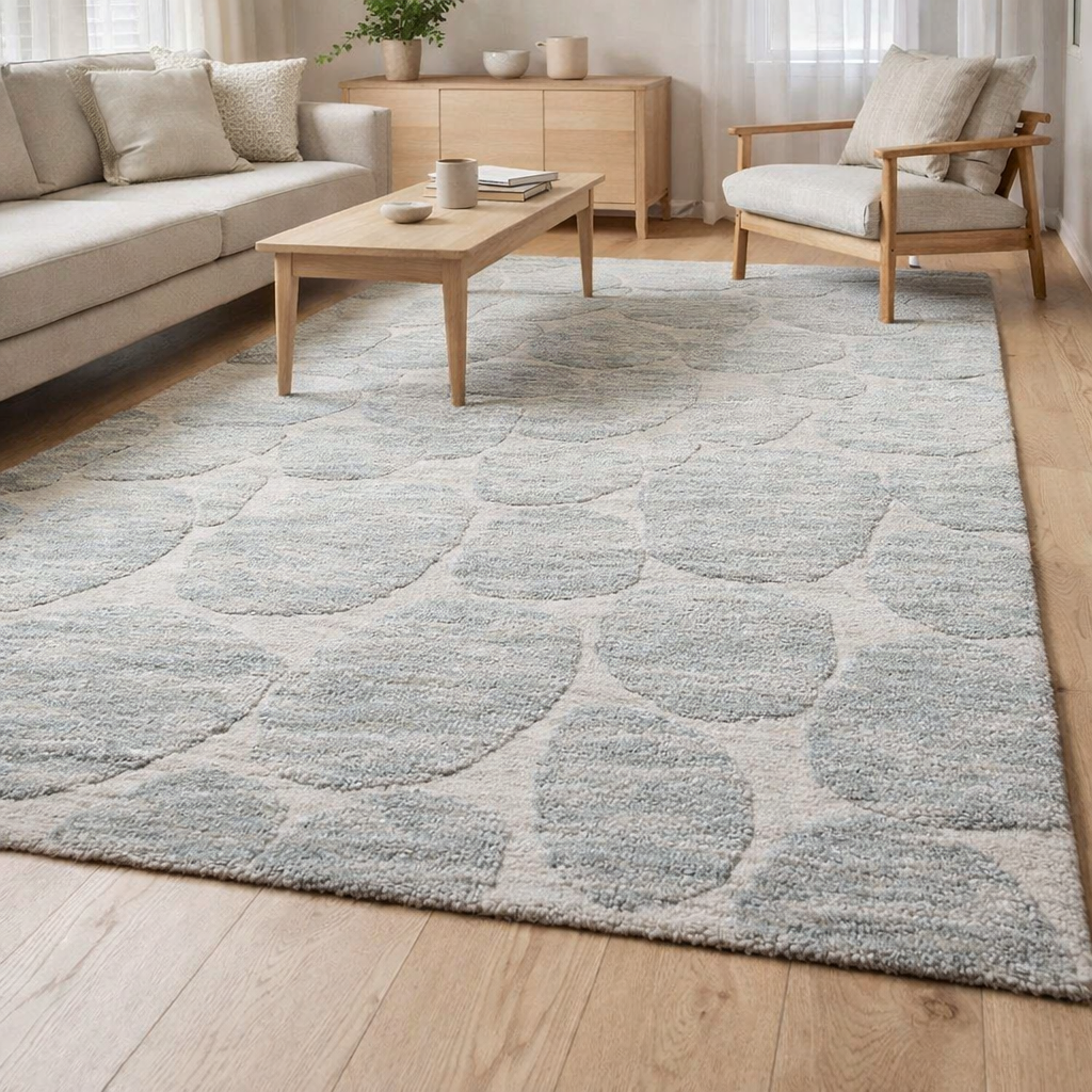 Tapis J-Line Stone Motif - polyester - gris bleu en situation