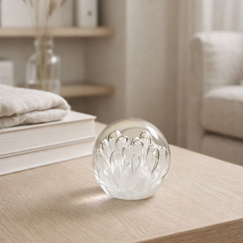 Presse-papier J-Line Bulles d'air - verre - blanc - petit en situation