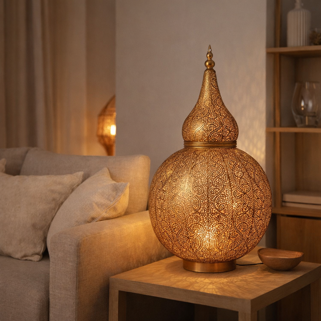 Lampe J-Line Aladin - métal - doré - grande en situation