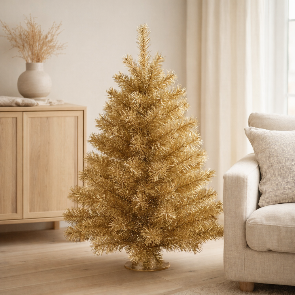 Sapin de Noël J-Line - plastique - or - S en situation