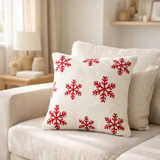 Coussin J-Line Flocons de neige - polyrésine - rouge/blanc en situation
