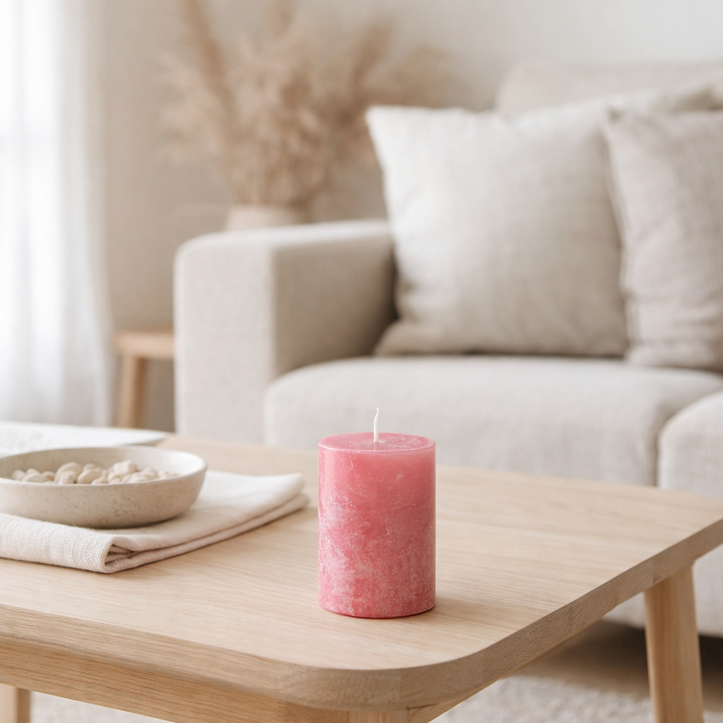 Bougie cylindrique J-Line - rose - petite - 18U en situation