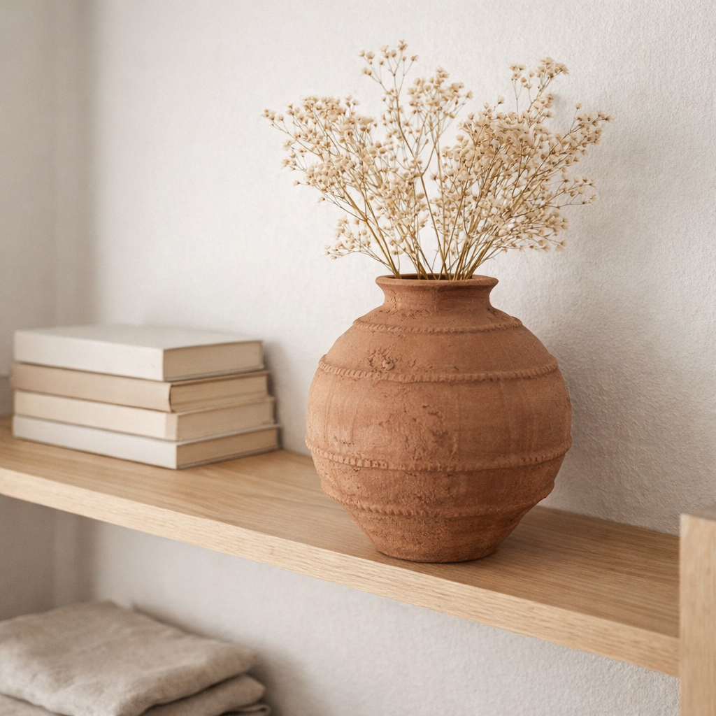 J -line Vase Kaia Round Terracotta - Ceramics - Brown - Ø 26,5 cm en situation