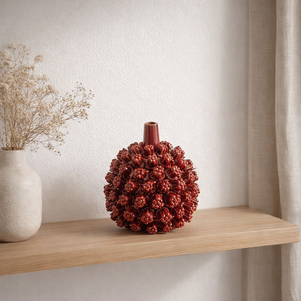 J -line Vase Saki - Céramique - Rouge - Small - Ø 19 cm en situation