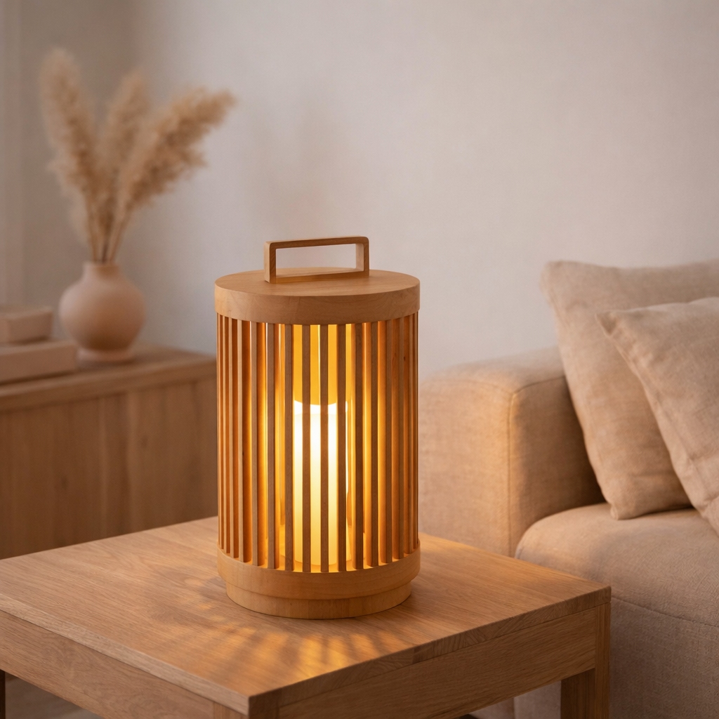Cylindre de lampe J -Line - Sparhout - Natural - Large - LEDS LED en situation