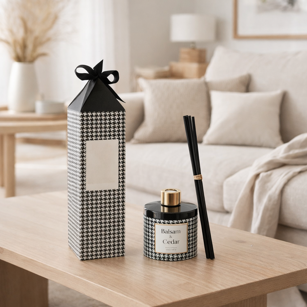 J-Line Bâtonnets parfumés Heart Of Gold - Balsam & Cedar - verre - blanc/noir en situation
