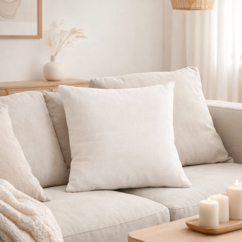 J-Line coussin Flocon de neige - coton - blanc en situation