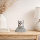 Pull buste de chat j-line polyresin bleu gris / blanc en situation