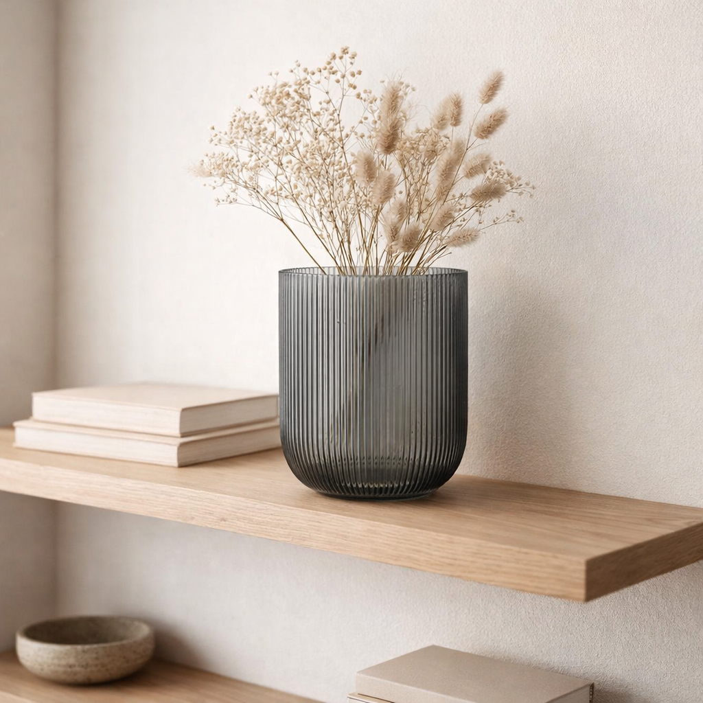 Vase J-Line Rayé - verre - noir - M en situation