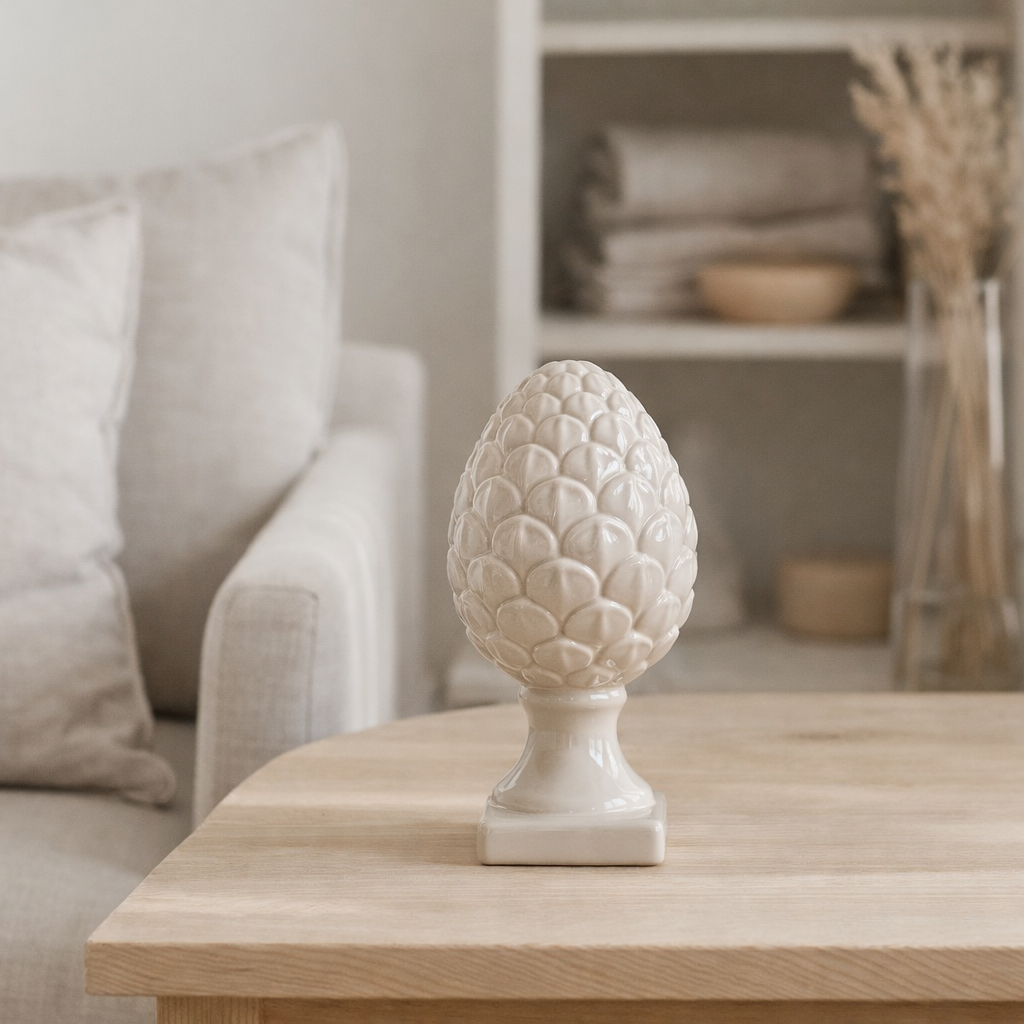 J-Line décoration Pomme de pin - porcelaine - beige - S en situation