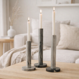 Bougeoir J-Line Marbre - pierre - noir/gris - lot de 3 en situation