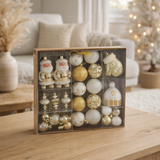Boule de Noël J-Line - plastique - blanc/or - boîte de 45 en situation