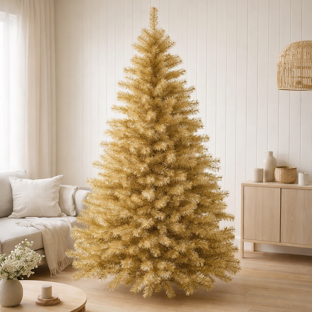 Sapin de Noël J-Line - plastique - or - L en situation