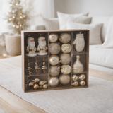 Boule de Noël J-Line - plastique - écru/beige - boîte de 45 en situation