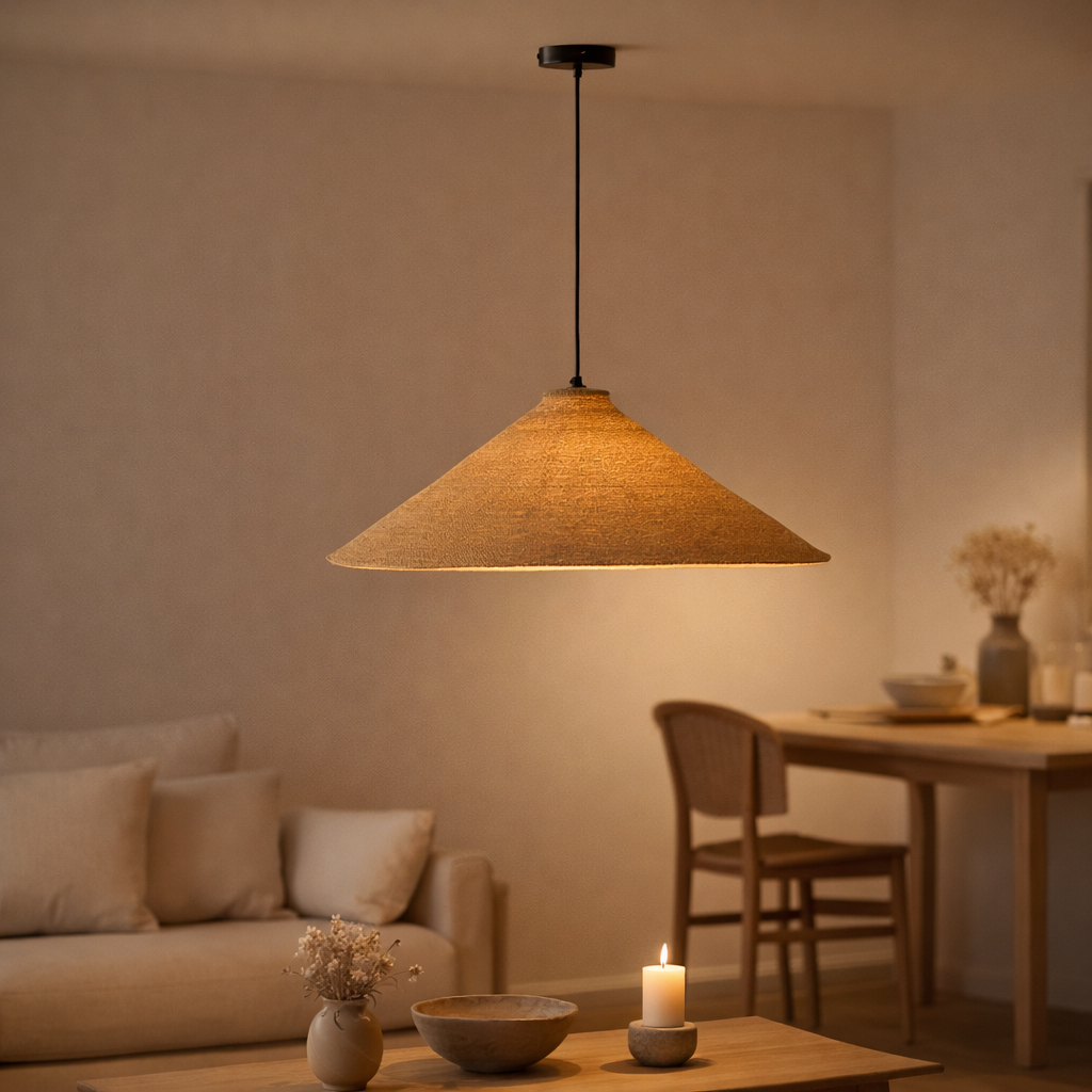 Lampe à suspension J-Line Cone - jonc de mer - naturel en situation