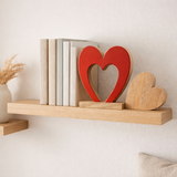 J -line Decoration Heart Double à pied - Bois - Rouge / Naturel - Grand en situation