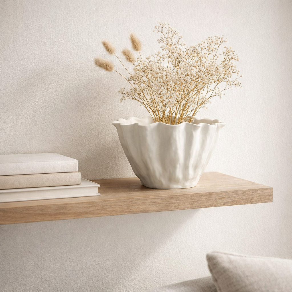 J-line vase Calyx - Effondrement - blanc - étroit - Ø 20 cm en situation